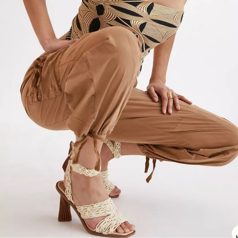 NWT Sam Edelman Harleigh Natural Rope Macrame Ankle Wrap Heeled Sandal Size 10 B